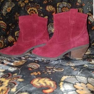 Red Suede Ankle Boots